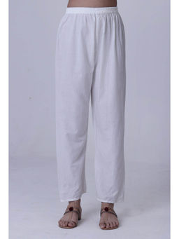 Tjori - White Cotton Laces Pant