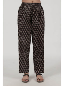 Tjori - Ajrkah Printed Black Cotton Pant