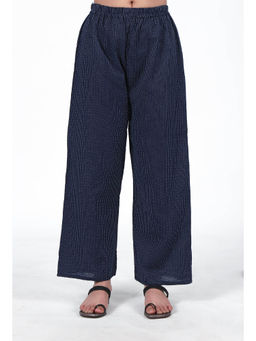 Tjori - Navy Blue Cotton Palazzo