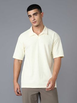 Technosport - Yellow Textured Polyester Slim Polo T-shirt