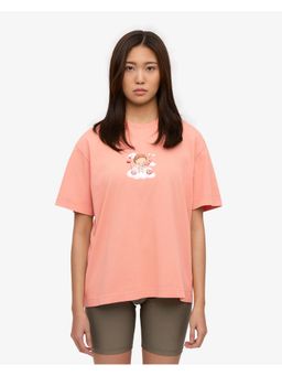 Twenty Dresses by Nykaa Fashion - Peach Printed Oversized T-Shirt