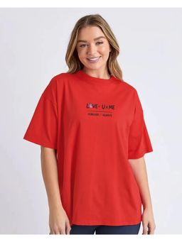 Twenty Dresses by Nykaa Fashion - Red Typography Oversized T-Shirt