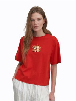 Twenty Dresses by Nykaa Fashion - Red Graphic Oversized T-Shirt