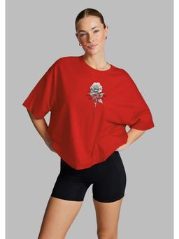 Twenty Dresses by Nykaa Fashion - Red Typography Oversized T-Shirt