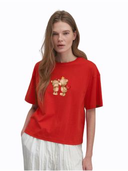 Twenty Dresses by Nykaa Fashion - Womens Red Graphic Oversized T-Shirt