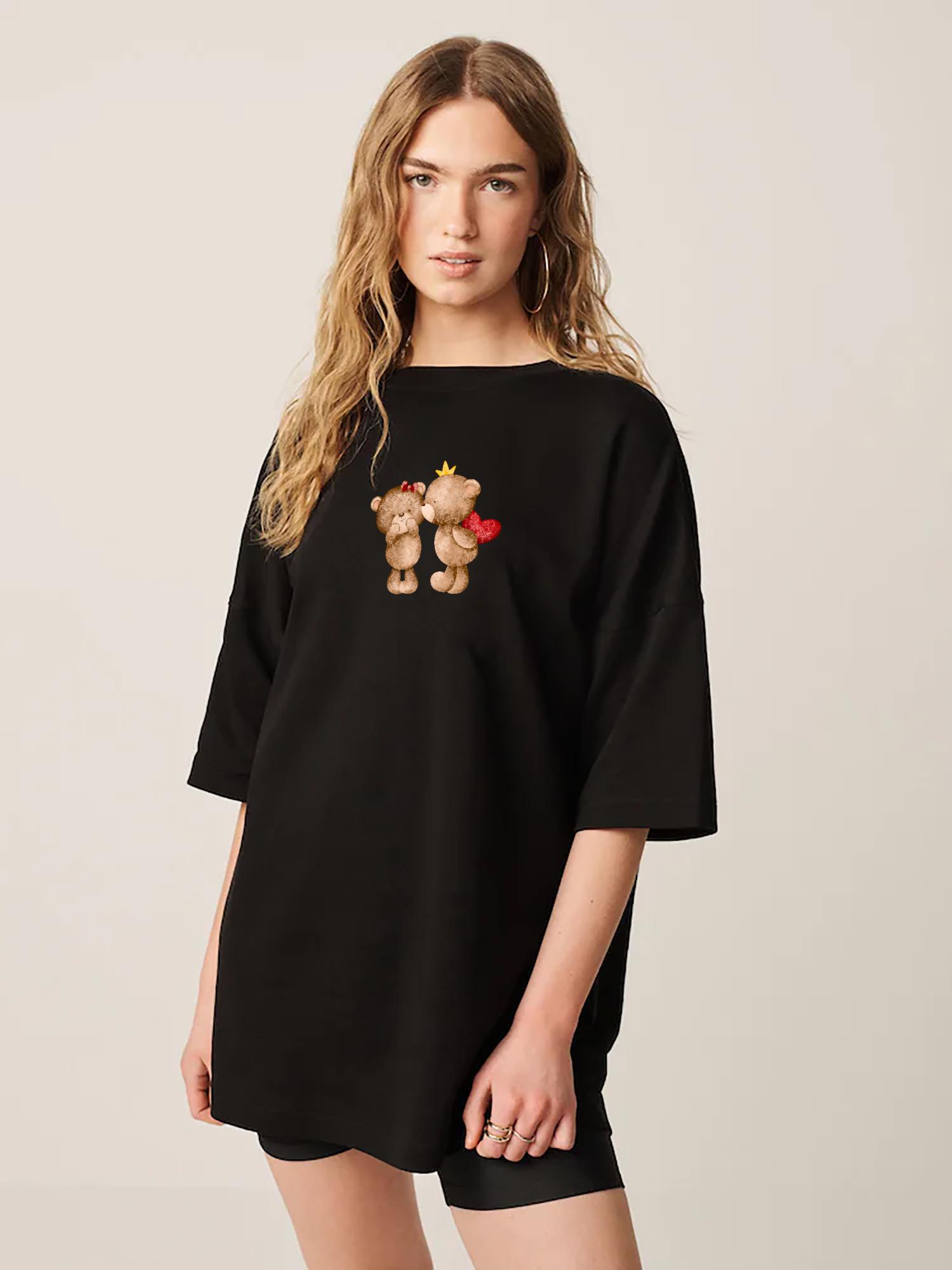 Womens Black Graphic Oversized T-Shirt-picture-32