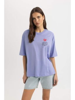 Twenty Dresses by Nykaa Fashion - Womens Lavender Typography Oversized T-Shirt