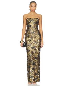 Bronx and Banco - Farah Women's Sequined Strapless Maxi Dress Gold