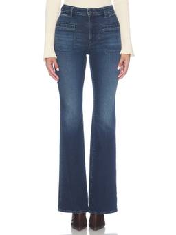 Good American - Petite Soft Tech Women's Stretch High-Waist Flared Jeans Blue