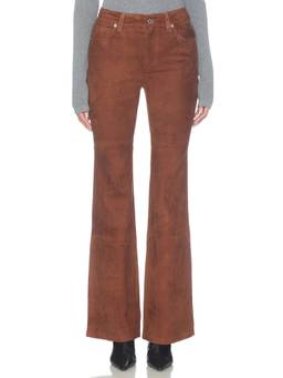 Good American - Good Legs Women's Stretch Suede Flared Trousers Brown