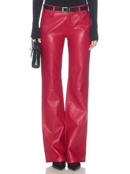 Good American - Better Than Leather Women's Low Rise Flared Trousers Red