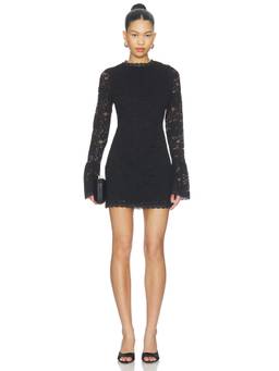 Line & Dot - Rena Women's Flared Sleeve Lace Mini Dress Black