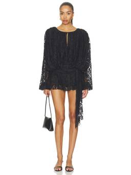 LIONESS - Elements Women's Lace Long Sleeve Mini Dress Black
