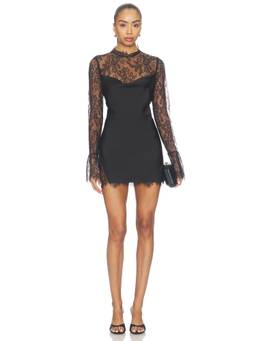 NBD - Hannah Lizzy Rhea Women's Lace Satin Mini Dress Black