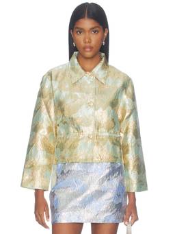 RENGGLI - REVOLVE Women's Brocade Cropped Jacket Gold