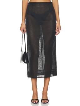 RENGGLI - REVOLVE Women's Sheer Organza Midi Pencil Skirt Black