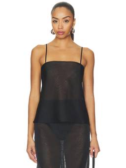 RENGGLI - Organza Women's Sheer Sleeveless Cami Top Black
