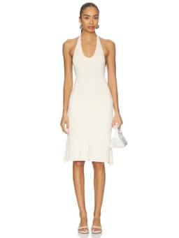 Tiger Mist - Isabelle Women's Halter Neck Back Tie Midi Dress Off White
