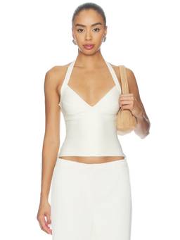 Tiger Mist - Sydel Women's Knit Halter Neck Crop Top White