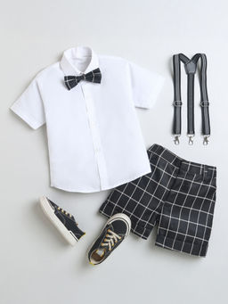 Hopscotch - Checkered Shirt and Shorts Formal with Bow Suspender Belt