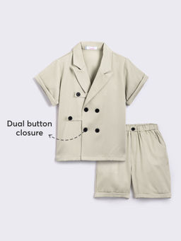 Hopscotch - 2-Piece Notched Lapel Collar Blazer and Shorts