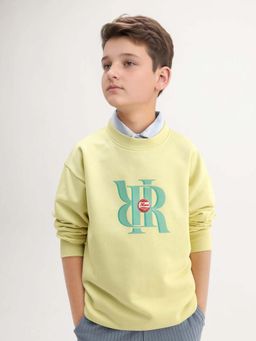 RARE ONES - Kids Oslo Light Yellow Cotton Blend Pigment Print Oversized Sweatshirt