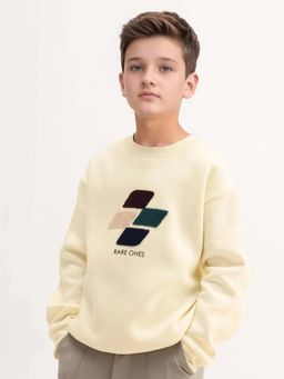 RARE ONES - Kids Drew Off White Cotton Blend Embroidered Oversized Sweatshirt
