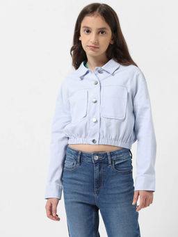 VERO MODA - Girl Solid Blue Shacket