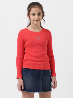 VERO MODA - Girl Embellished Red T-Shirt