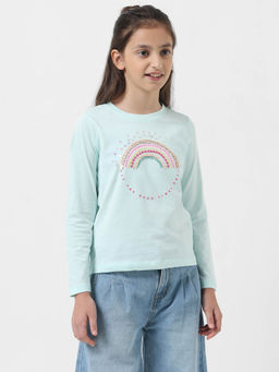 VERO MODA - Girl Embellished Green T-Shirt