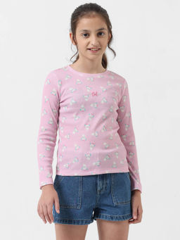 VERO MODA - Girl Printed Pink T-Shirt