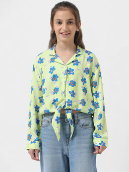 VERO MODA - Girl Floral Print Green Shirt