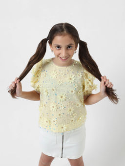 VERO MODA - Girl Embellished Yellow Top
