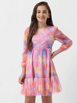 VERO MODA - Girl Tie & Dye Multicolor Dress