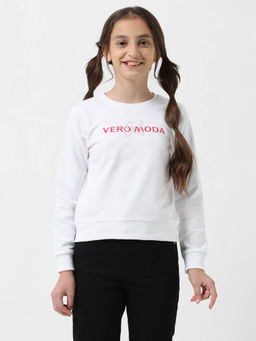 VERO MODA - Girl Typography White Sweatshirt