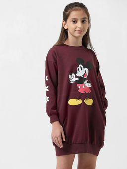 VERO MODA - Girl Graphic Print Brown Sweatshirt Dress