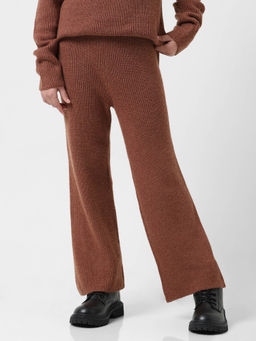 VERO MODA - Girl Solid Brown Trousers