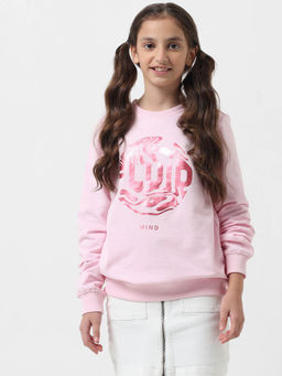 VERO MODA - Girl Graphic Print Pink Sweatshirt