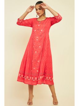 Soch - Women Red Modal Floral Dress