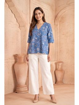 PANCHRANGA - Neelpushp Hand Block Printed Cotton Top