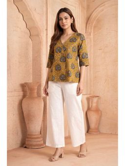 PANCHRANGA - Gulnaar Hand Block Printed Cotton Top