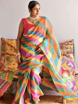 Sundarii - Rainbow Ripple Leheriya Kota Multicolor Saree with Unstitched Blouse