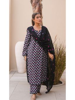 Gulabo Jaipur - Afsana Black Kurta with Pant and Dupatta