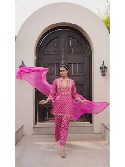 Gulabo Jaipur - Mahin Pink Kurta with Pant and Dupatta