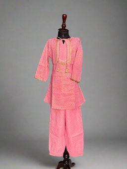 Calin Kids - Cotton Pink Kurta & Pant (Set of 2)