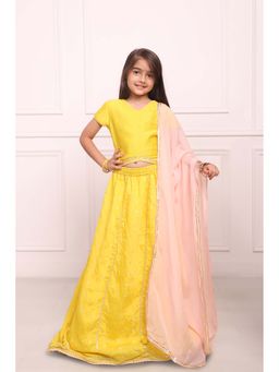 Calin Kids - Yellow Top & Lehenga Skirt with Dupatta (Set of 3)