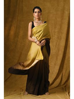 Swtantra - Gold And Brown Satin Ombre' Saree