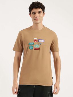 United Colors of Benetton - Men Beige Relaxed Fit Crew Neck T-shirt