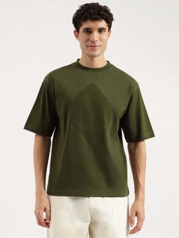 United Colors of Benetton - Men Olive Oversized Fit Crew Neck T-shirt