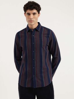 United Colors of Benetton - Men Navy Blue Regular Fit Stripes Shirt